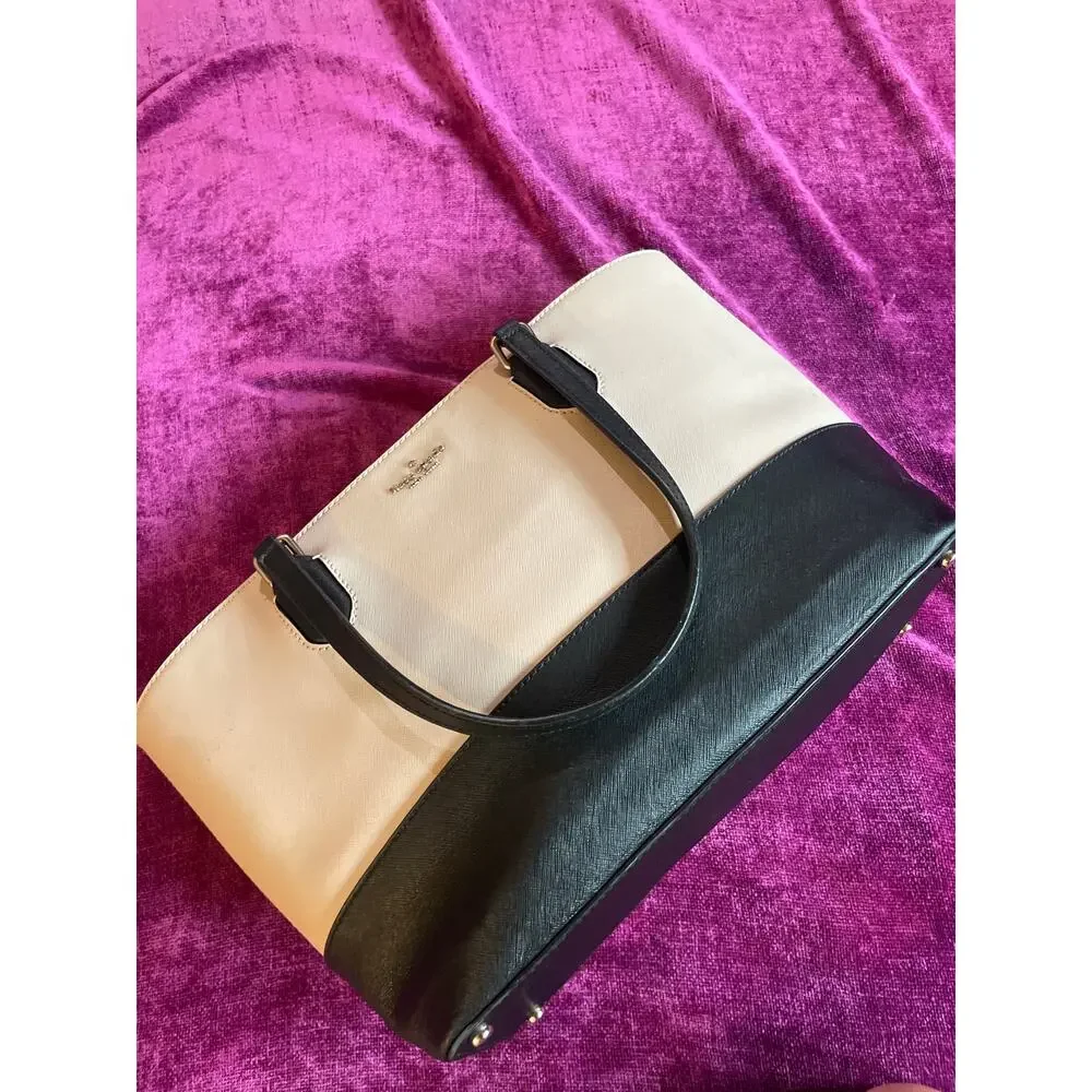 KATE SPADE Laurel Way Dally Bag Shoulder Tote Purse Bone and Black MINIMALIST